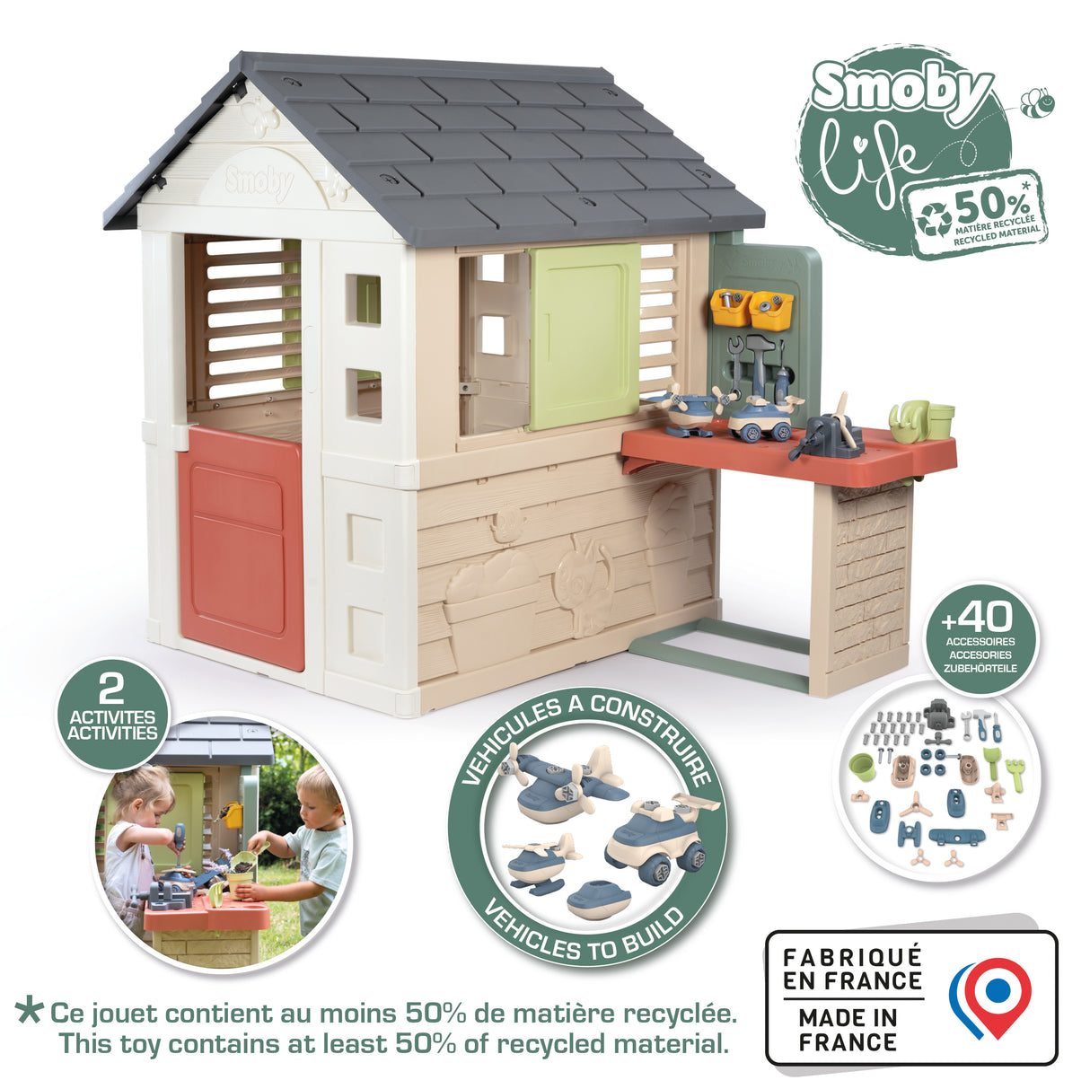 Smoby mängumaja Nature töökojaga 810742S