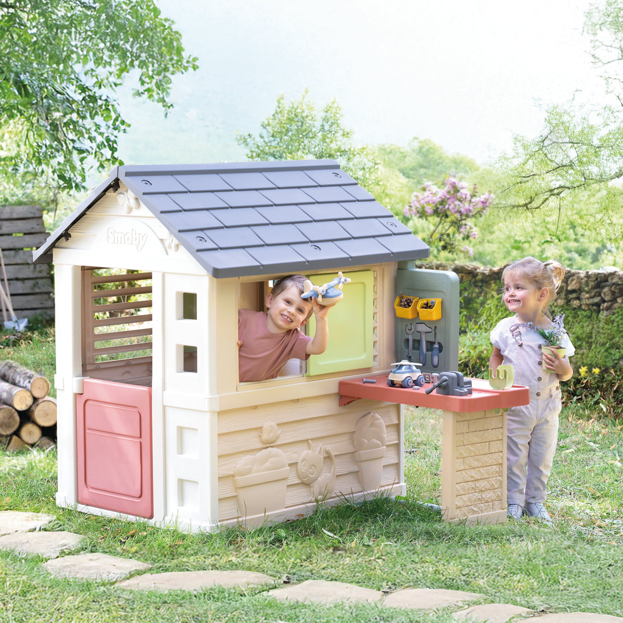 Smoby mängumaja Nature töökojaga 810742S