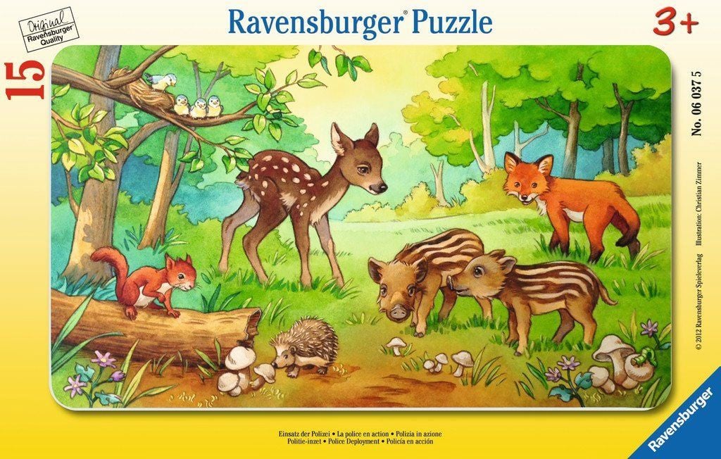 Ravensburger väike plaatpusle 15 tk Metsloomakesed 063765V