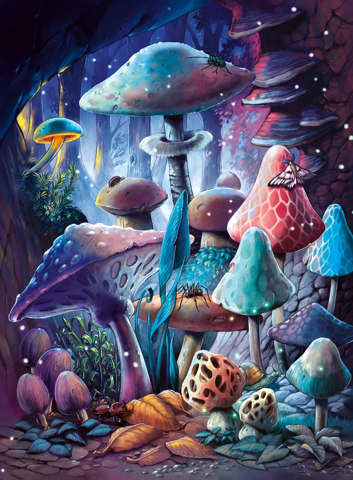 Ravensburger pimedas helendav pusle 500 tk: seened kuuvalguses 12001386V