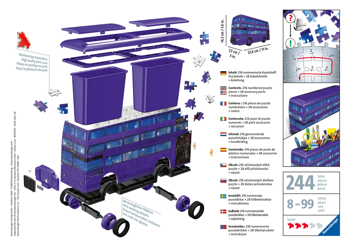 Ravensburger 3D pusle pliiatsitops 162 tk Harry Potter buss 111589V