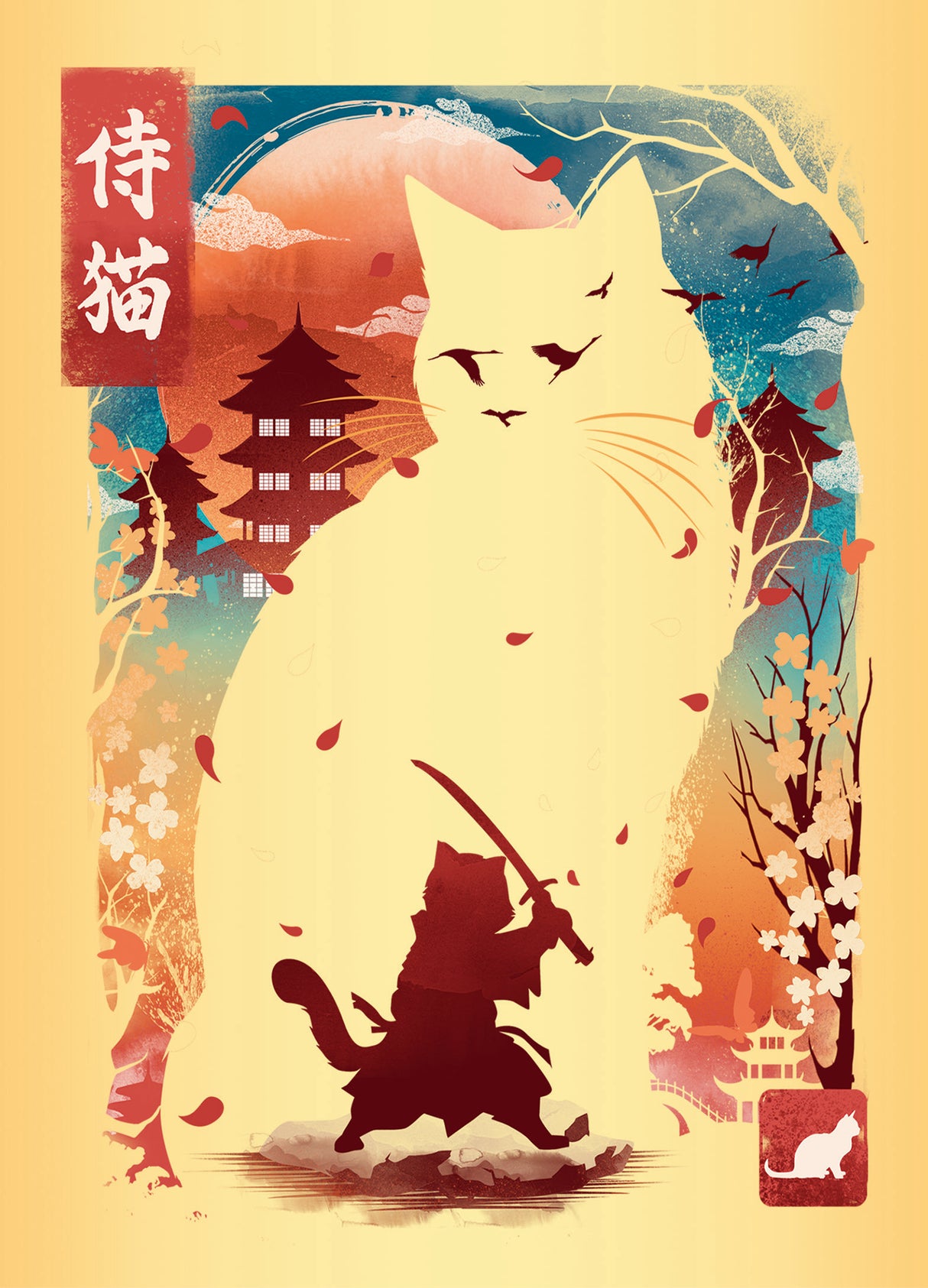 Ravensburger pusle 3x100 tk molbertiga: Ukiyo-e kass-sõdalane, punane panda ja draakon 12002048V