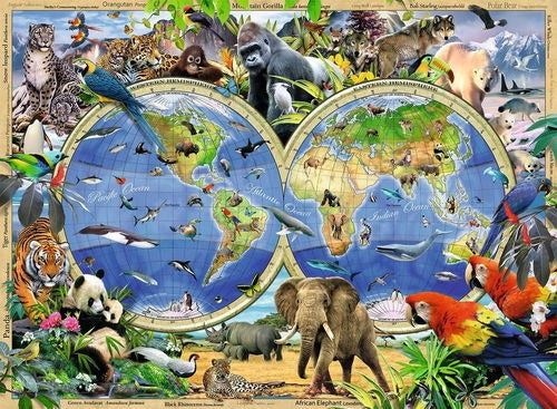 Ravensburger pusle 300 tk Maailma atlas loomadega 131730V