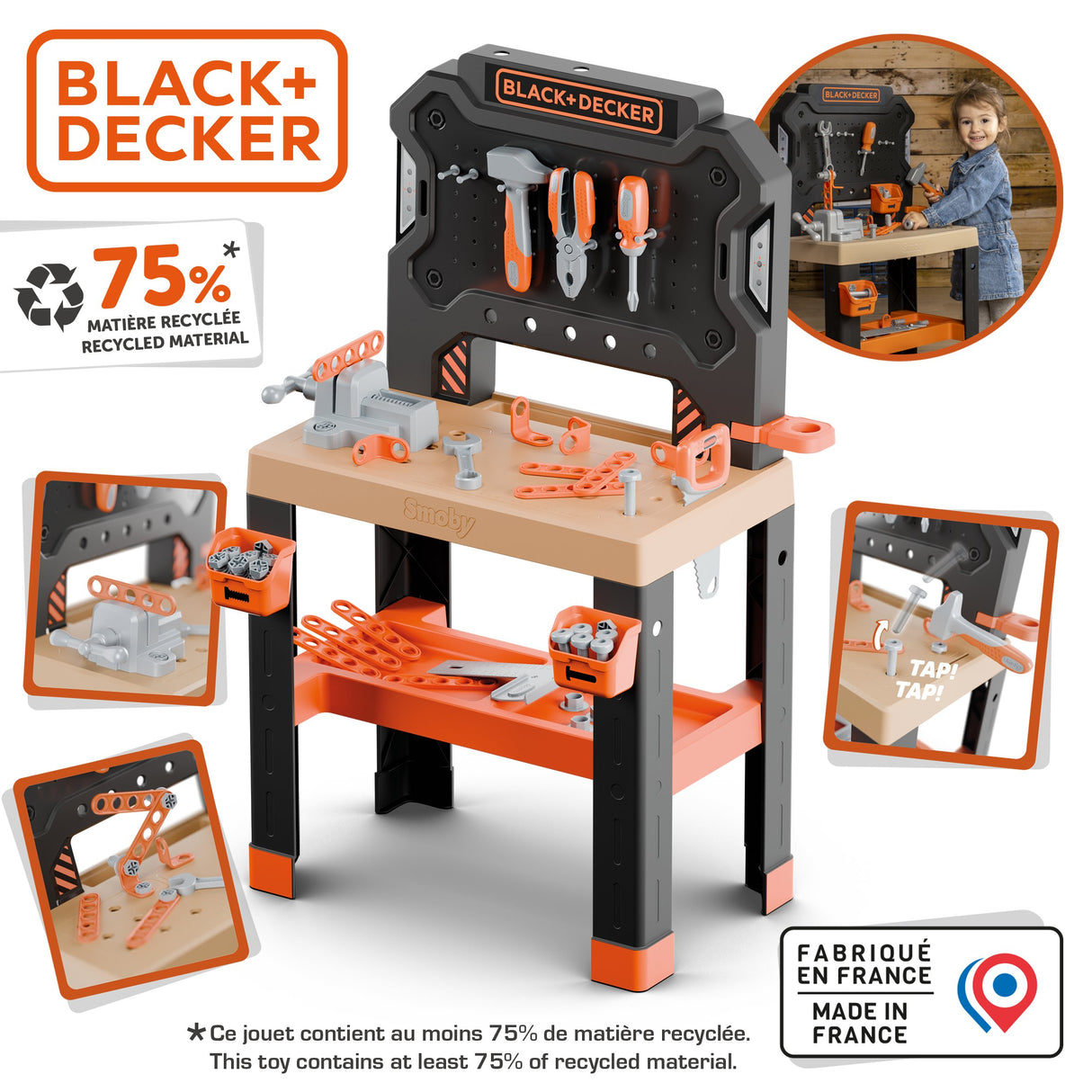 Smoby B&D Bricolo töölaud 78 tk 360739S